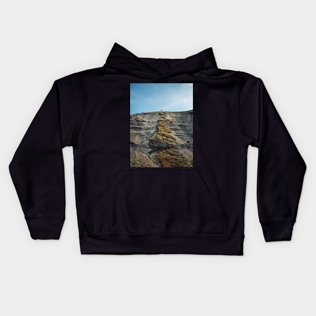 bare tree on top of a cliff Kids Hoodie by psychoshadow